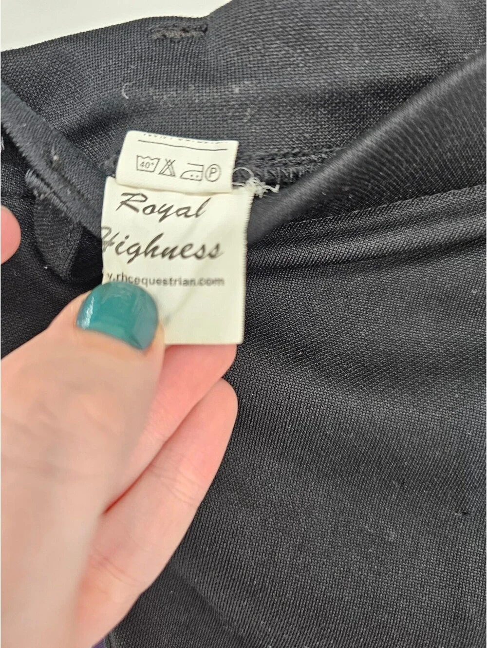Royal Highness Girls Sz M Riding Equestrian Pants Black w/ Purple Trim